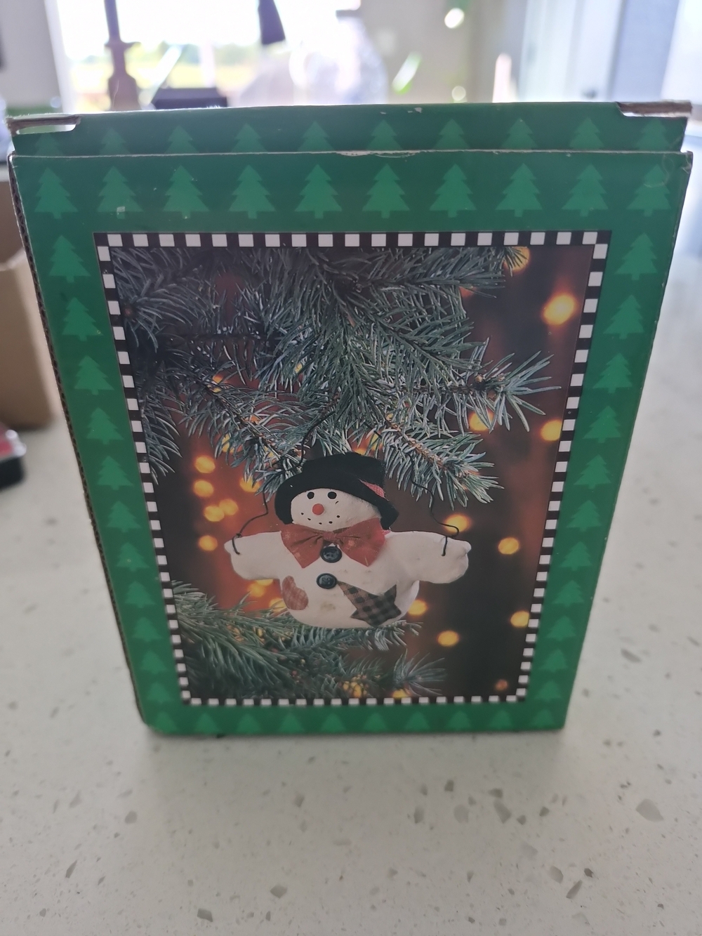 Holiday Snowman Ornament - White and Green Christmas Decoration